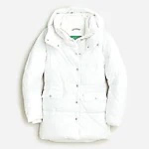 J. CREW NEW CHATEAU PUFFER COAT CLASSIC WHITE LARGE NWT WINTER JACKET PRIMALOFT